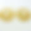 5 pendentifs ronds ajourés couronne de fleurs 30*25mm doré (usbd15)