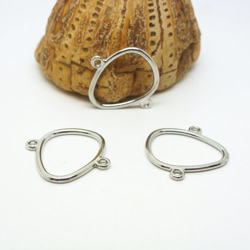 4 connecteurs argent mat, forme goutte, 20*19mm, pour bracelet, collier, boucles d'oreille (8sca61)