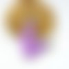 2 pompons violet avec embout rhodium 18mm textile synthétique (pmpp03) 