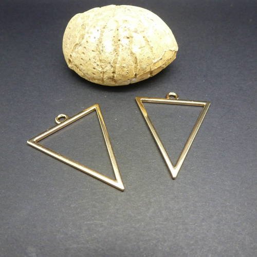 2 breloques géométriques triangle 35*27mm doré (8sbd53) 