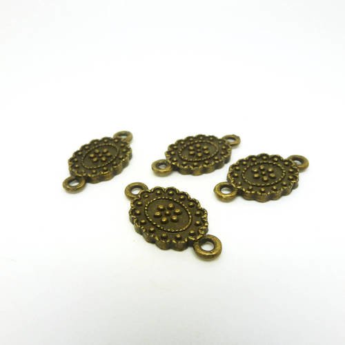 4 connecteurs ovales fleurs 18*11mm métal bronze (uscb01) 