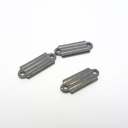 3 connecteurs rectangle strié 16*5mm gunmétal ou gris anthracite (xcbk02) 