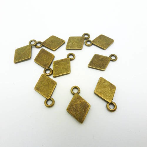 10 breloques forme losange lisse 13*8mm métal couleur bronze (8sbb09) 