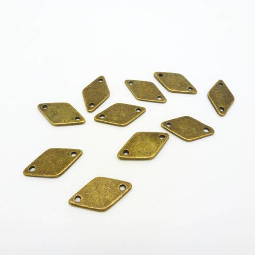 10 connecteurs forme losange 15*8mm couleur bronze (8scb04) 