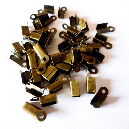 60 embouts pour cordon plat de 3mm   - métal couleur bronze 9*4mm (ref sfeb01) 