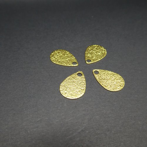 4 breloques, sequins forme goutte / poire - 14*10mm - doré pailleté, stardust (wbd09)