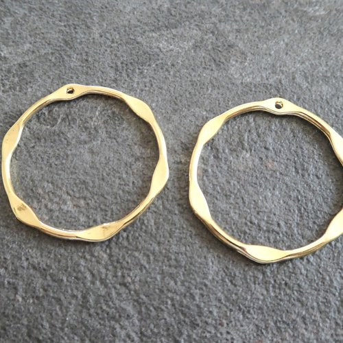 2 breloques ronds irréguliers 33*31mm doré - pendentifs ronds irréguliers or (8sbd156)