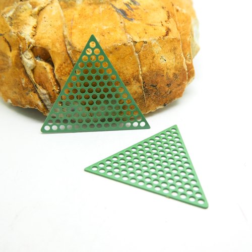 4 estampes filigranées triangle alvéolé 20mm vert turquoise (les50)