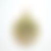 1 pendentif rond "mauvais oeil" 35*29mm, laiton doré, zircons noir et cristal (usbd110)