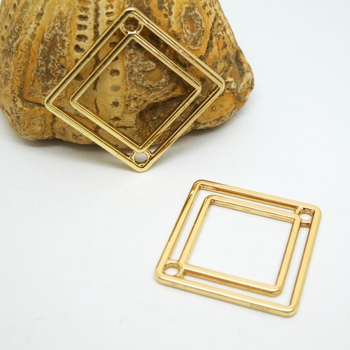 2 connecteurs géométriques losange 27*27mm doré (8scd101)