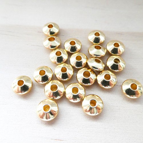 6 perles rondelles, intercalaires 5.5*3mm acier inox doré (phpi01)