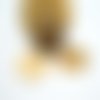 2 breloques rondes pailletées 20mm imprimé ethnique marron, noir et doré - dos doré pailleté (8sbdp42)