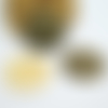 2 breloques rondes pailletées 20mm imprimé aztèque, ethnique doré et noir - dos doré pailleté (8sbdp43)
