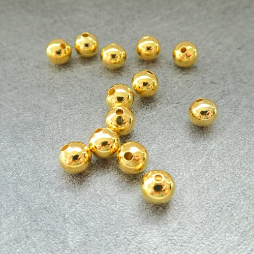 40 perles rondes 6mm en métal doré (8spm15)