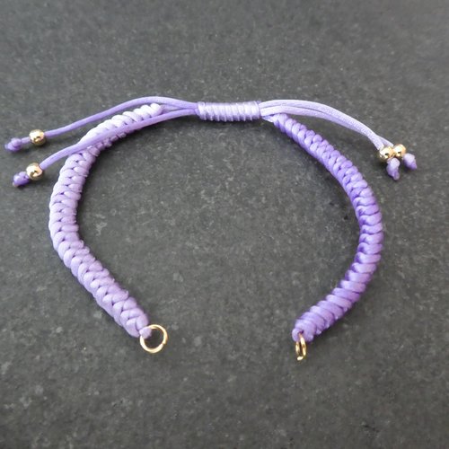 Bracelet à décorer en cordon tressé, réglable, couleur violet (phb06)