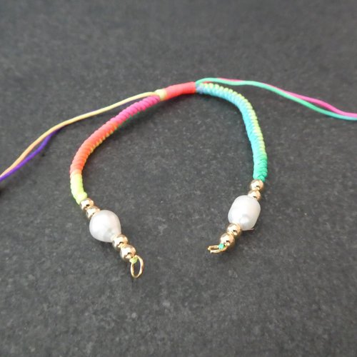 Bracelet à décorer en cordon tressé, réglable, multicolore fluo (phb14)