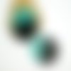 2 pendentifs ronds 29mm en acrylique noir et bleu turquoise (kr171)