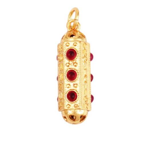Pendentif amulette, talisman 20*8mm or 18k - rouge