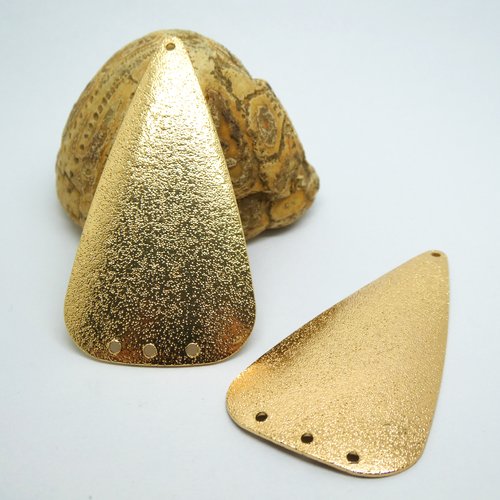 2 chandeliers forme triangle 52*29mm doré pailleté, 3+1 trou - connecteur triangle stardust (8scd107)