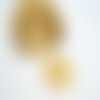 1 pendentif rond martelé 24*23mm, motif soleil, plaqué or (kbd49)