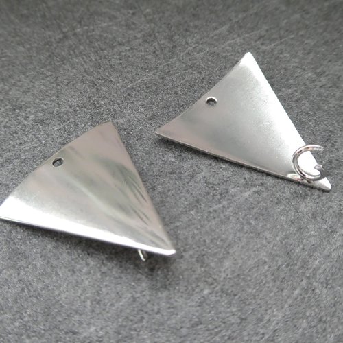 2 connecteurs triangle lisse 24*22mm argenté (8sca123)