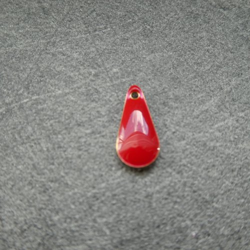 6 sequins émaillés forme goutte rouge 12*5mm - base en cuivre doré (8ssq36)