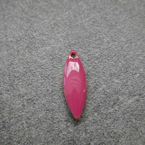 6 sequins émaillés forme navette rose framboise 16*5mm- base en cuivre doré (8ssq56)