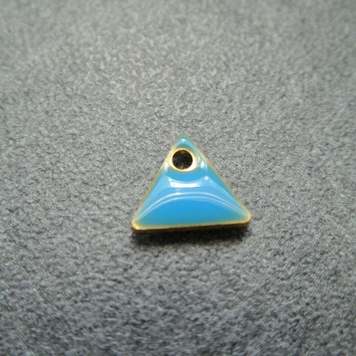 6 sequins émaillés triangle 8*7mm bleu - base en cuivre doré (8ssq102)