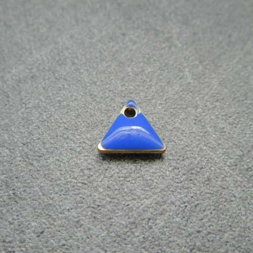 6 sequins émaillés triangle 8*7mm bleu saphir  - base en cuivre doré (8ssq104)
