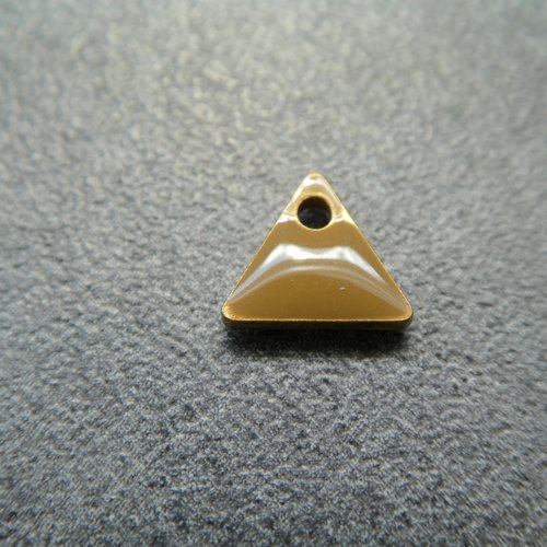 6 sequins émaillés triangle 8*7mm marron - base en cuivre doré (8ssq108)