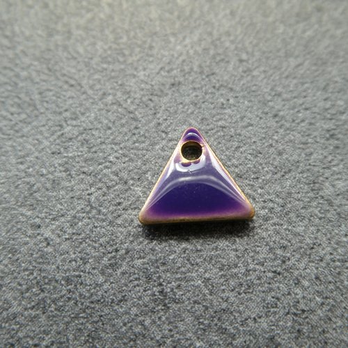 6 sequins émaillés triangle 8*7mm prune - base en cuivre doré (8ssq109)