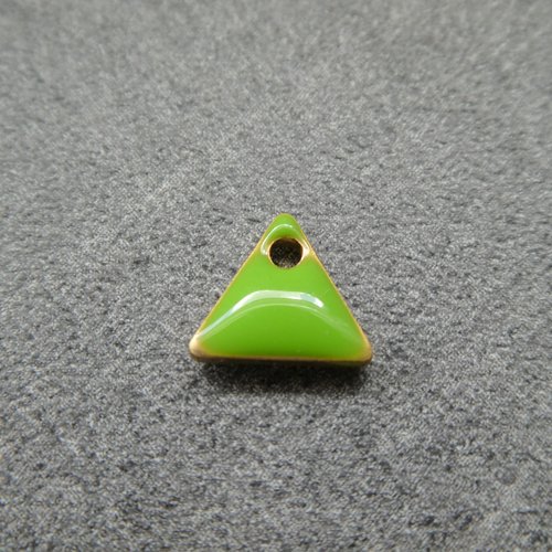 6 sequins émaillés triangle 8*7mm vert pomme - base en cuivre doré (8ssq113)