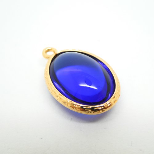 2 pendentifs forme goutte en verre lisse bleu saphir, 23*15mm (kv04-5)