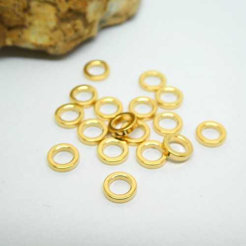 20 perles intercalaires rondelles 5mm or 18k (phpm10)