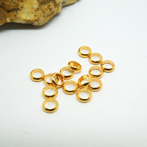40 perles intercalaires rondelles 4mm or 18k (phpm11)