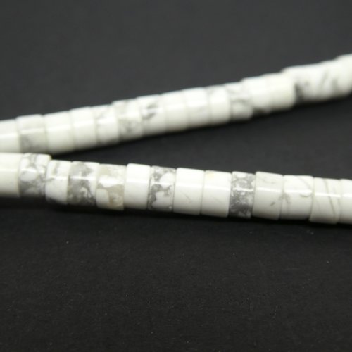 15 perles rondelles heishi 4*2.5mm howlite - perles pierres naturelles (phpg03)