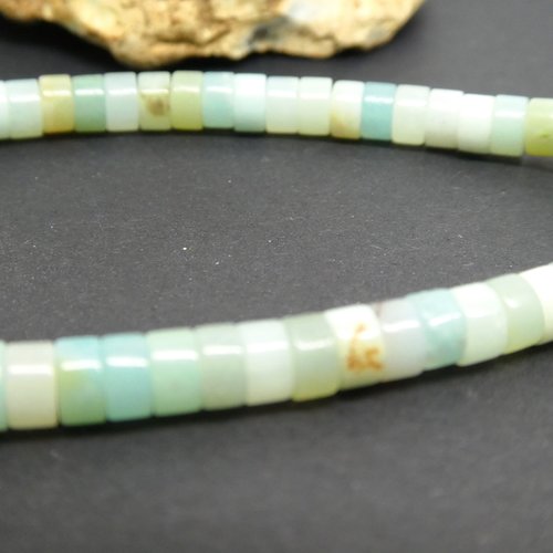 15 perles rondelles heishi 4*2.5mm amazonite - perles pierres naturelles (phpg04)