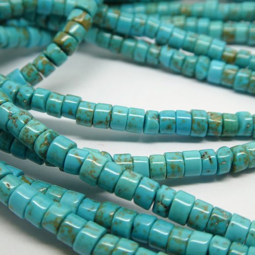 15 perles rondelles heishi 4*2.5mm turquoise naturelle - perles pierres naturelles (phpg10)