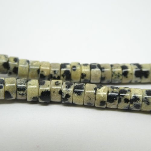 15 perles rondelles heishi 4*2.5mm jaspe dalmatien- perles pierres naturelles (phpg11)