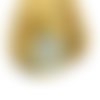 2 pendentifs, breloques rond 25*18mm, éclair, doré et émail gris nacré (8sbd300)