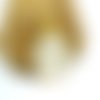 2 pendentifs, breloques rond 25*18mm, coeur, doré et émail blanc nacré (8sbd302)