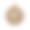 4 breloques rondes étoile avec strass 15*12mm - cabochon rose clair amovible (8sbd309)