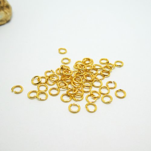 100 anneaux de jonction ouverts doré 4mm (8sad02)