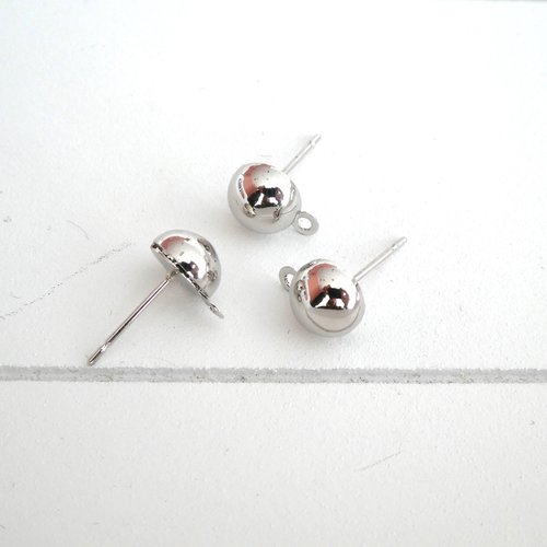 2 paires boucles d'oreilles puce boule avec boucle 11*8mm argenté (8sbo104)