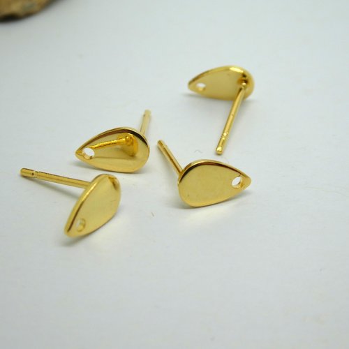 2 paires boucles d'oreilles puce forme goutte 8*5mm acier inoxydable doré 304 (8sbo106)