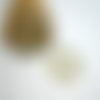 2 breloques émaillées rond évidé 26mm, noir à pois blanc - base dorée (8sbd326)
