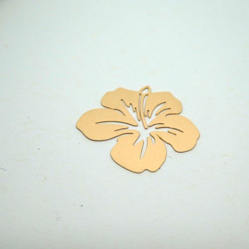 4 estampes filigranées fleur d'hibiscus 21*19mm doré (8sef42)
