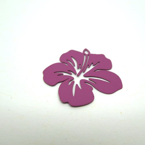 4 estampes filigranées fleur d'hibiscus 21*19mm violet (8sef45)