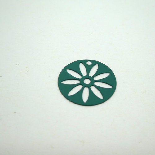 6 estampes filigranées rondes 16mm fleur ajourée vert (8sef49)