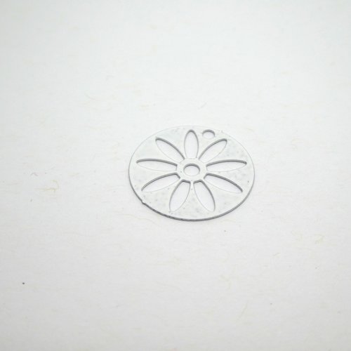 6 estampes filigranées rondes 16mm fleur ajourée blanc (8sef51)